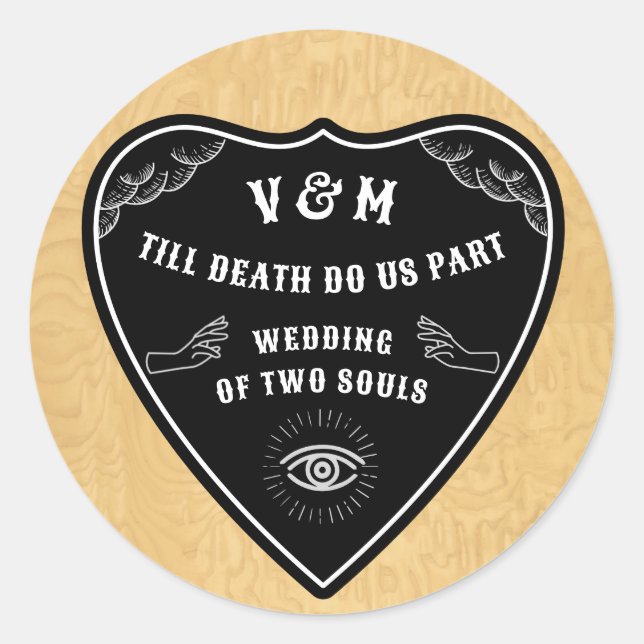 Adesivo Planchette de Halloween do Conselho Místico Gótico (Frente)