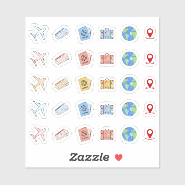 Adesivo Plane Viagem Vacinação - Ícones de risco Bujo Plan (Folha)