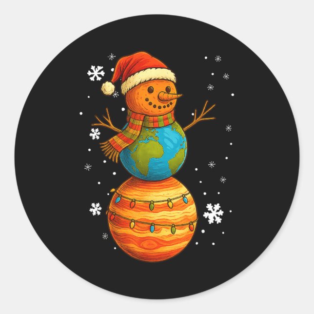 Adesivo Planet Snowman Earth Saturn Christmas Holiday Art  (Frente)
