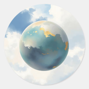 Adesivo Planeta Aquarela com Toques Metálicos