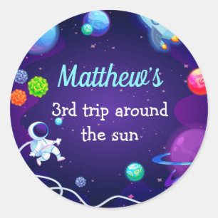 Adesivo Planeta Astronauta Azul aniversário de 3 anos do 