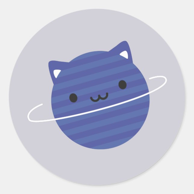 Adesivo Planeta Gato Kawaii no Espaço (Frente)