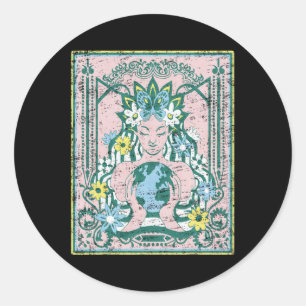 Adesivo Planeta Mãe Terra Dia Natureza Vintage Art Nouveau