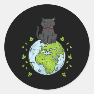 Adesivo Planeta Terra do Gato Sentado Natureza Ambiental d