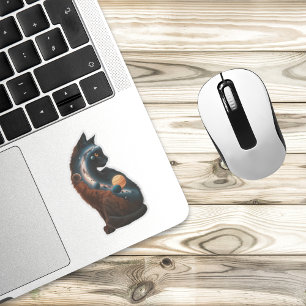 Adesivo Planetas De Gato Gato Gelado Estrelas De Lua, Anim