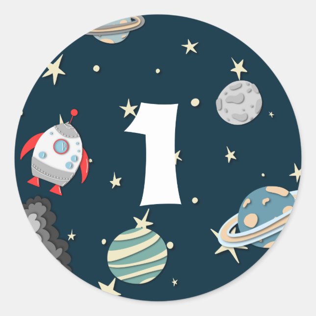 Adesivo Planetas Espaciais Exteriores e Galáxia de Foguete (Frente)