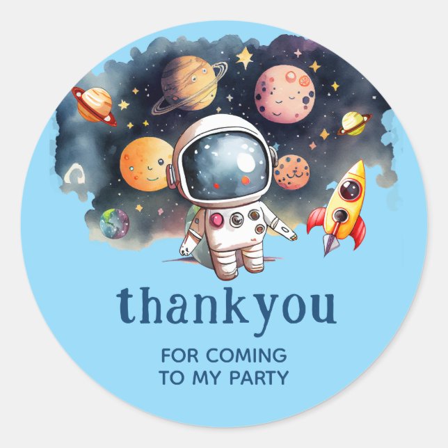 Adesivo Planetas Exteriores Bonitos Obrigado Azul (Frente)