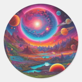 Adesivo planetas selvagens arte psicodélica