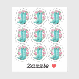 Adesivo Planilha de Rosas do Country Cowgirl Boots & Shabb