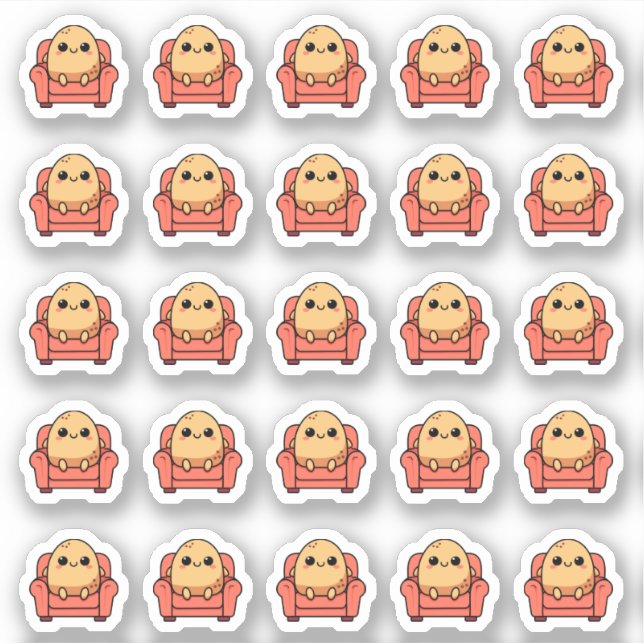 Adesivo Planner de 25 Couch Potato Kawaii (Frente)