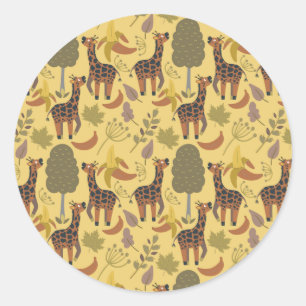 Adesivo Plano de fundo amarelo sem costura Giraffe