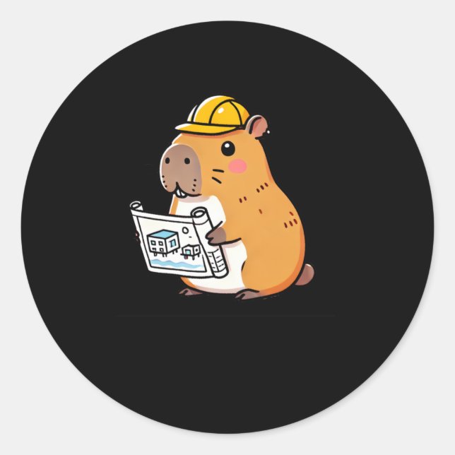Adesivo Planos De Arquiteto Da Capibara E Vinheta De Const (Frente)