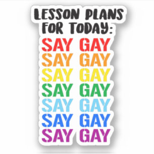 Adesivo Planos de lição para hoje: SAY GAY