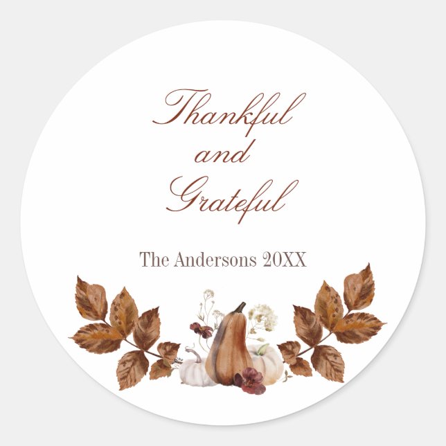 Adesivo Planta de abóbora russa de aquarela obrigado você (Frente)