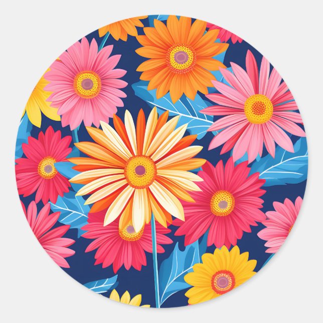 Adesivo Planta de Flores de Gerbera Daisies Vibrantes (Frente)