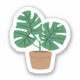 Adesivo Planta Monstera Adorável Planta Verde em Vaso