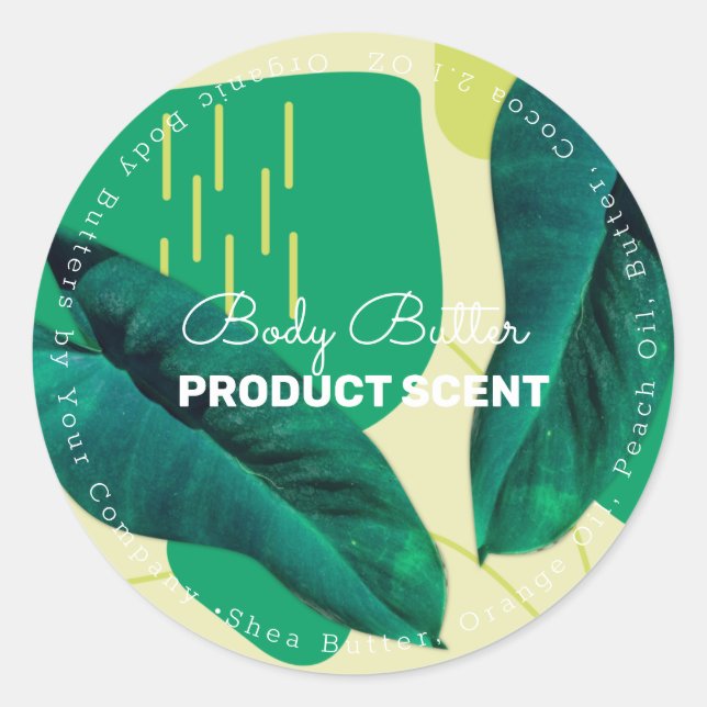 Adesivo Planta Orgânica Folha Corpo Manteiga Bath Sap Bran (Frente)
