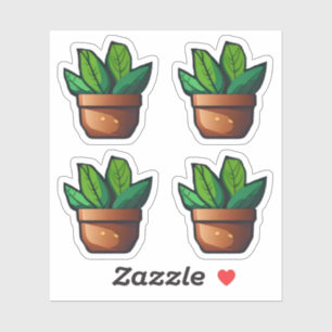 Adesivo Planta verde-espiada no Pote Terra Cotta