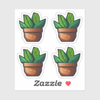 Adesivo Planta verde-espiada no Pote Terra Cotta