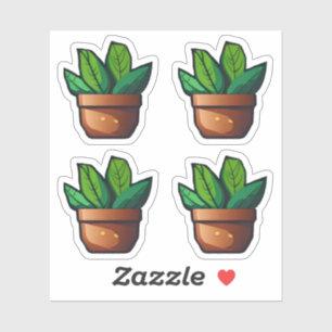 Adesivo Planta Verde Folha em Terra Cotta - Planta Potente