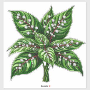 Adesivo Planta Verde Luxuosa Com Folhas Adornadas Com Diam