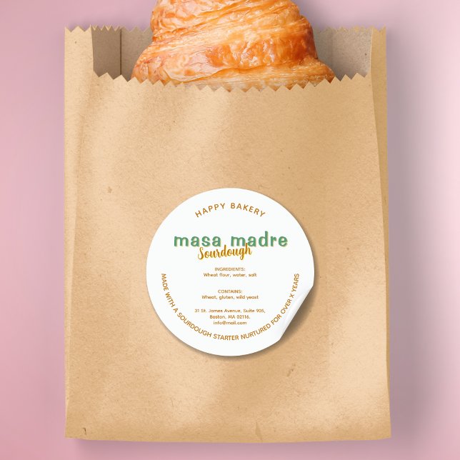 Adesivo Plantação de Algodão Pão-de-Pão (Sourdough Bread Cottage Law Baking Ingredients Classic Round Sticker)