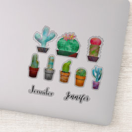 Adesivo Plantas de cacto e nome personalizado Sticker