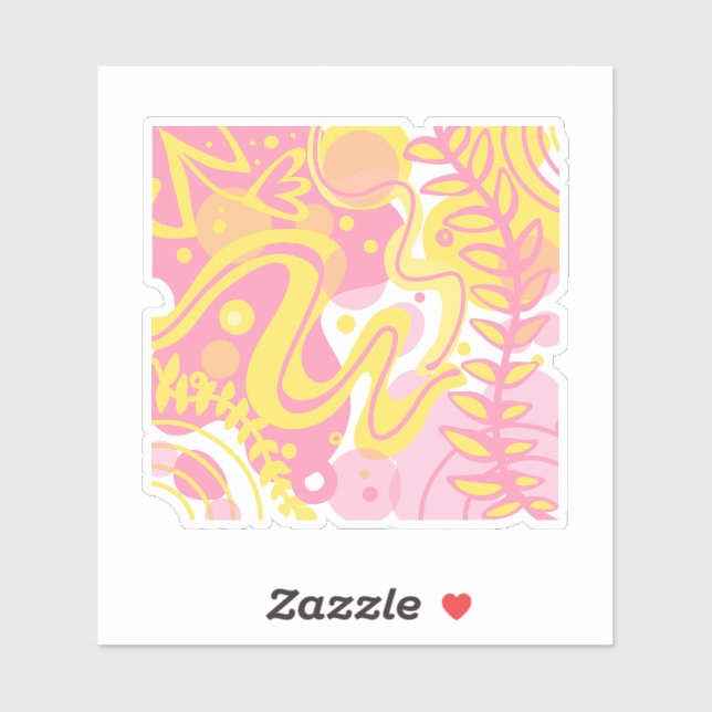 Adesivo Plantas de espiral amarelas (Folha)