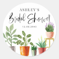 Plantas em vasos com aquarela boho Chá de Bebê de 