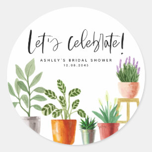 Adesivo Plantas em vasos com aquarela boho Chá de Bebê de