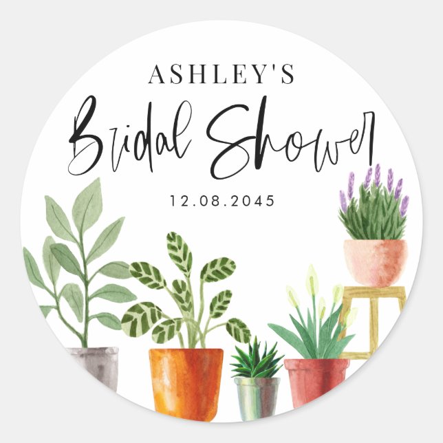 Adesivo Plantas em Vasos de Aquarela Boho Chá de Bebê da N (Frente)