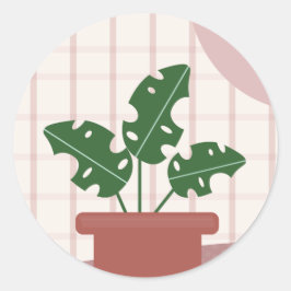 Adesivo Plantas Monstera Fofas Moldura Desenho Boêmio