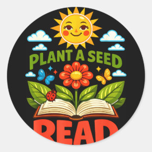 Adesivo Plante uma semente ler leitor livro biblioteca mãe