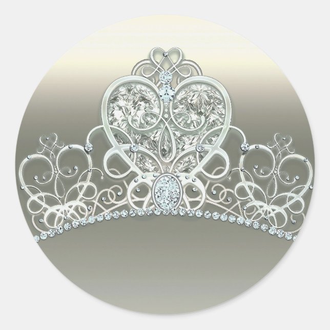 Adesivo Platinum Ivory Princess Heart Tiara Festa de anive (Frente)