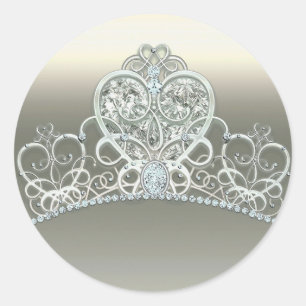 Adesivo Platinum Ivory Princess Heart Tiara Festa de anive