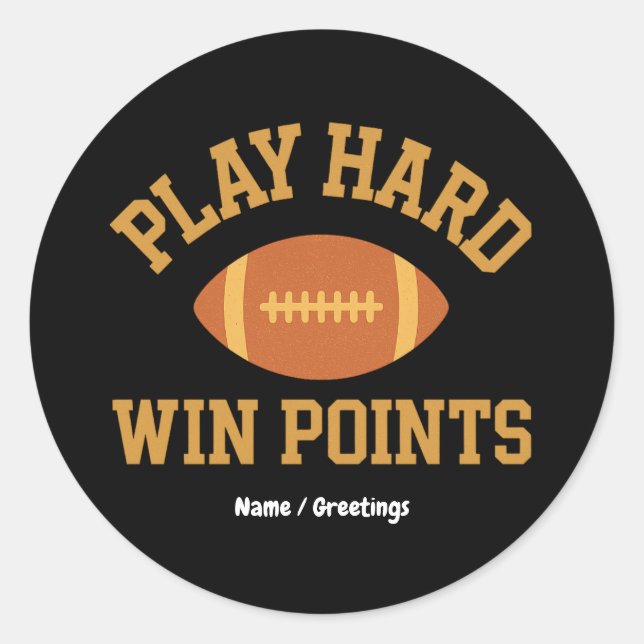Adesivo Play Hard, Win Points  Retro Game Day Sports  (Frente)