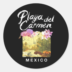 Adesivo Playa Del Carmen Mexico Floral Vintage T Shirt