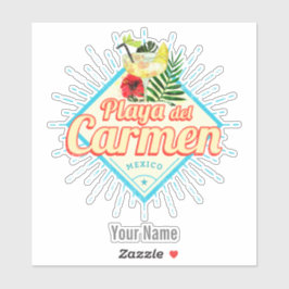 Adesivo Playa del Carmen Mexico Retro Cocktail Vintage