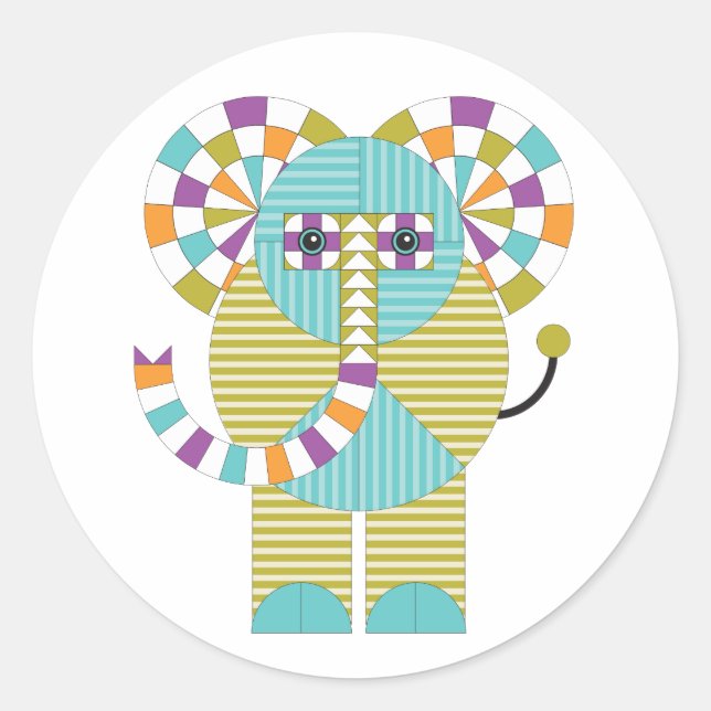 Adesivo Playful Modern Elephant Quilt Patterno (Frente)