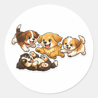 Adesivo Playful Puppies Sticker – Cute Cartoon Dog Design