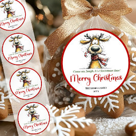 Adesivo Playful quirky reindeer bright Christmas sticker