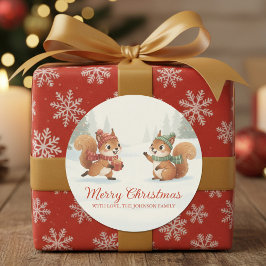 Adesivo Playful Squirrels in Christmas Winter Forest