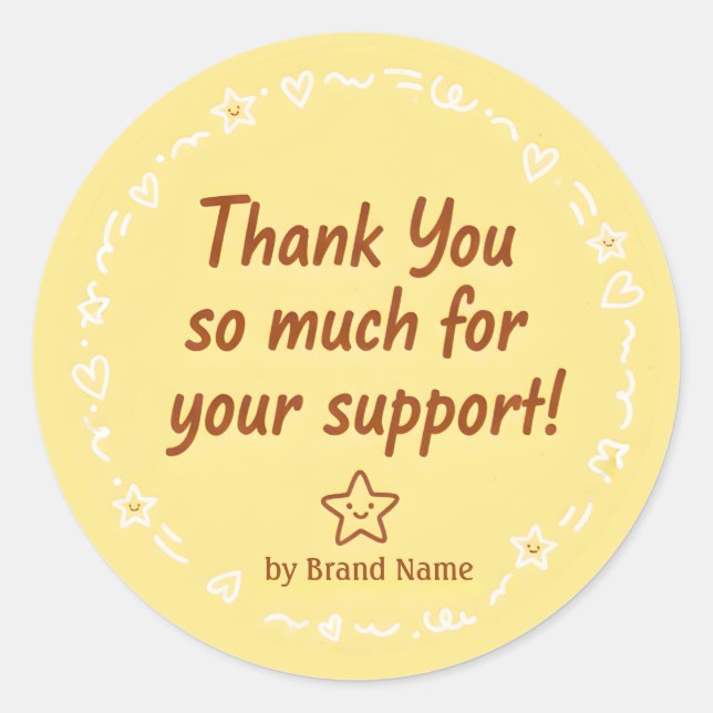 Adesivo Playful Yellow Thank You Business Sticker  (Frente)
