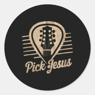Adesivo Plectro de Violão Jesus Música Pastor Feliz Dia de