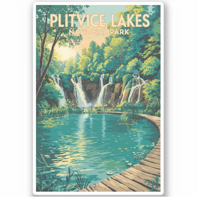 Adesivo Plitvice Lakes National Park Illustration Travel (Frente)