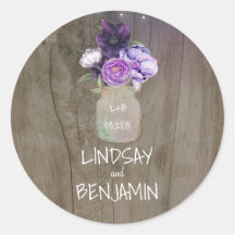 Plum Lilac Flowers Mason Jar Rustic Weding