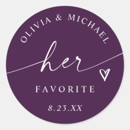 Adesivo Plum Purple Her Favorite Script Wedding Treat Bag