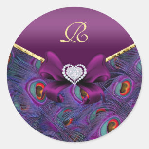 Adesivo Plum Purple Peacock Weding Gift Seal