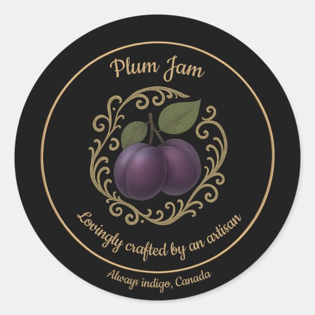 Adesivo Plum Velvet – Gourmet Jam Label (Frente)