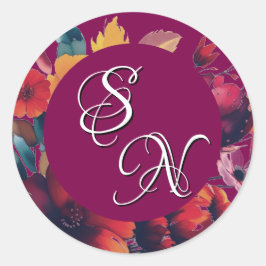 Adesivo Plum Wildflower Buquê Monogramas Initials Sticker